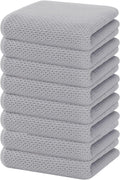 Homaxy 100% Cotton Waffle Weave Kitchen Dish Towels, Ultra Soft Absorbent Quick Drying Cleaning Towel, 13 x 28 Inches, 8-Pack, Light Gray