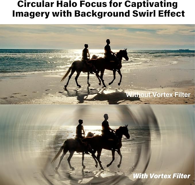 Walking Way 77MM Whirlpool Camera Effects Filter, Tunnel Vision Spiral Halo Prism Lens Filter with Vortex and Circular Halo Frame Effect for Camera Lens