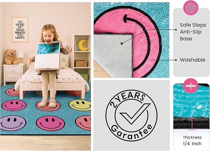 OLEEK Large Classroom Rug Elementary 8x13 - Classroom Rugs for Kids Room - Classroom Carpet Elementary - Kids playroom Rug 8 x 13 - Preschool Rugs for Classroom - Schoolgirl Style Classroom Decor