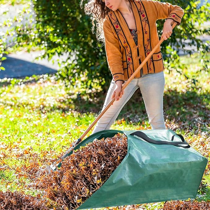 Leaf collector,Heavy leaf pick up tools,Foldable yard waste bag,Large Yard Dustpan-Type Leaf Bags,Reusable Lawn and Leaf Garden Bag with Reinforced Carry Handles (200L)