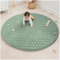 Comfy Cubs Round Kids Play Mat - Large 60 inches Soft Quilted Baby Floor Mat with Non-Slip Bottom - Plush Design for Toddlers' Playtime and Relaxation - Comfortable and Durable - Fern