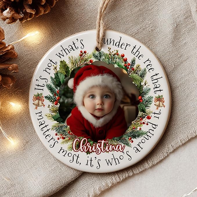 Personalized Family Photo Christmas Ornament 2025 - Custom Babies Keepsake - Sweet Gift for New Parents Mom Dad - Christmas, Birthday Gift for Newborn, Boy, Girls, Mom, Dad, Couples, Family