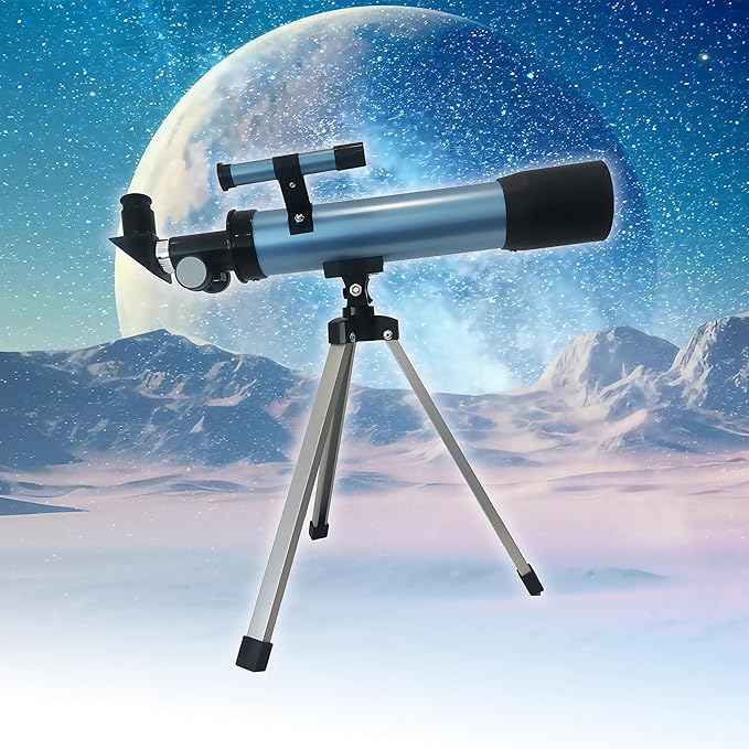 Telescope for Kids 50mm 100x Magnification Beginner Telescopio with Tripod, 2 Eyepieces & Finder Scope, STEM Educational Gift for Boys & Girls Ages 6-12, Portable Kids Telescope for Astronomy