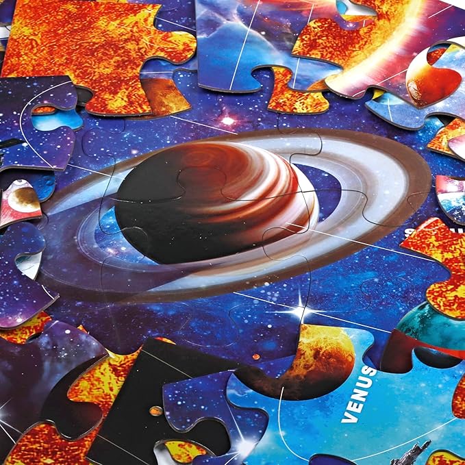 Jumbo Floor Puzzle for Kids Ages 4-8,Solar System Jigsaw Puzzles,48 Piece Space Large Puzzles for Toddler Ages 3-5,Preschool Learning Planets Toys Christmas Birthday Gift for Boys Girls