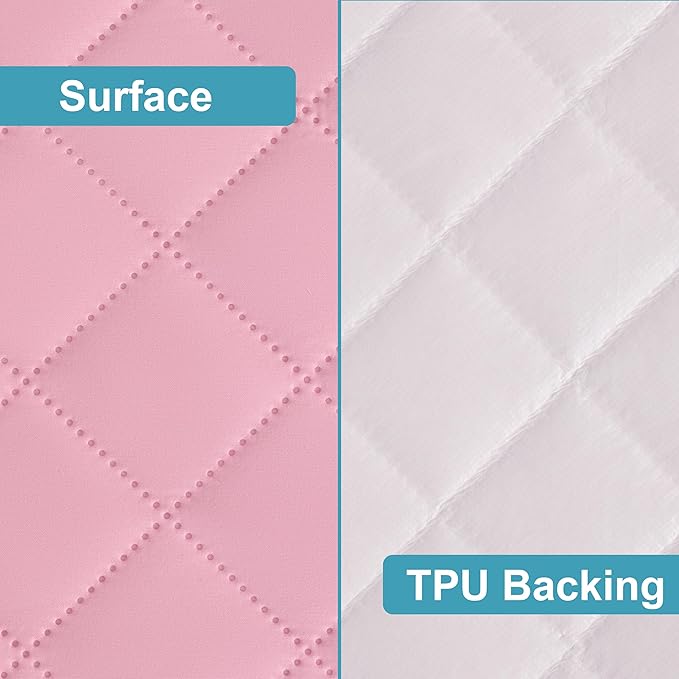 NTBAY 2 Pack Waterproof Crib Mattress Protector, Quilted 28"x52" Toddler Fitted Sheet - Machine Washable - Soft and Breathable Mattress Pad Cover for Crib, Nursery, Daycare, Cot, Pink