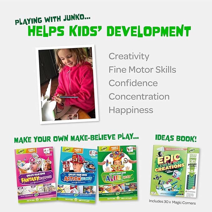 JUNKO Create Your Own Firefighter, Viking, and Space Action Helmet | Build and Color DIY Paper Craft Kit for Kids | Fun Rainy Day Activity