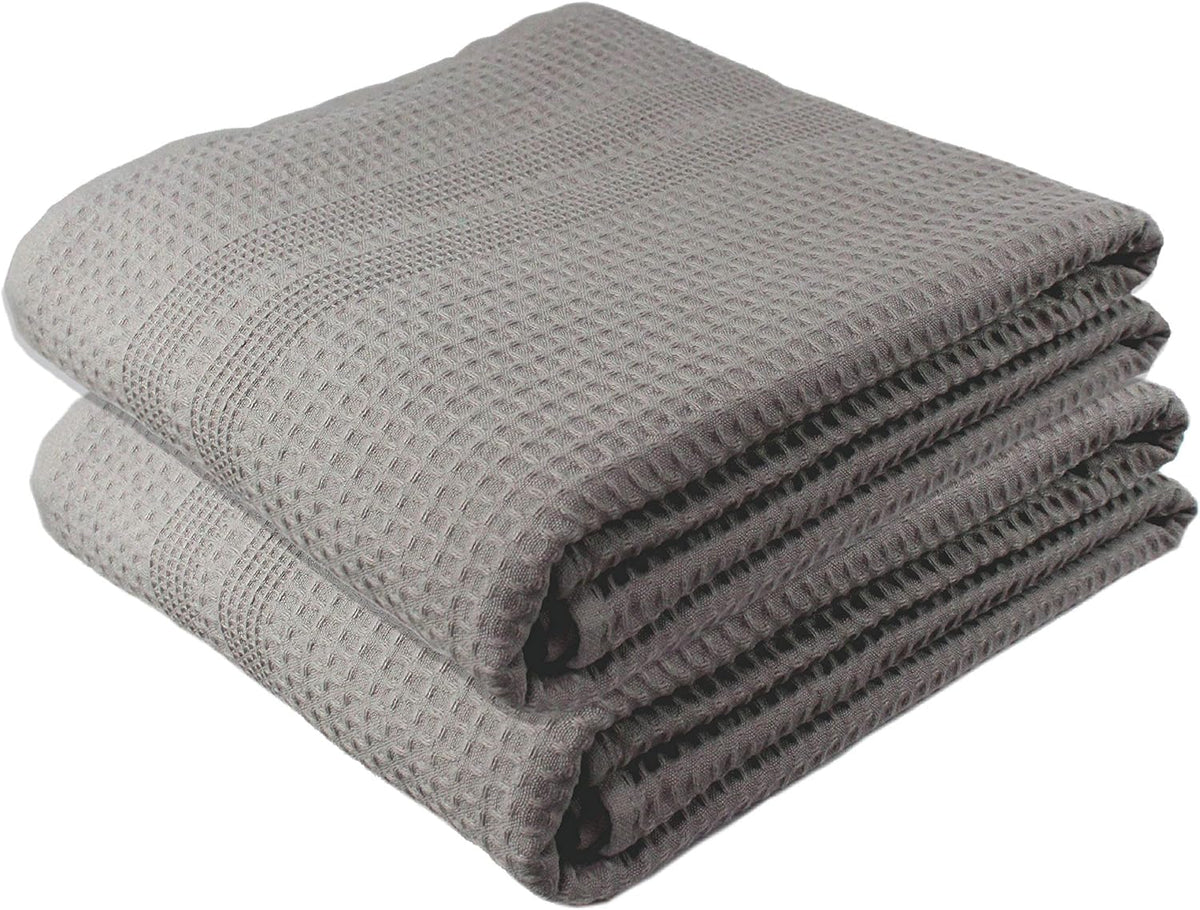 GILDEN TREE Waffle Bath Sheet Large Bath Towels Quick Dry Thin Body Towels, 40x80 Oversized Bath Towels for Adults, 2 Pack Bath Sheet Set, Classic Style (Pewter)