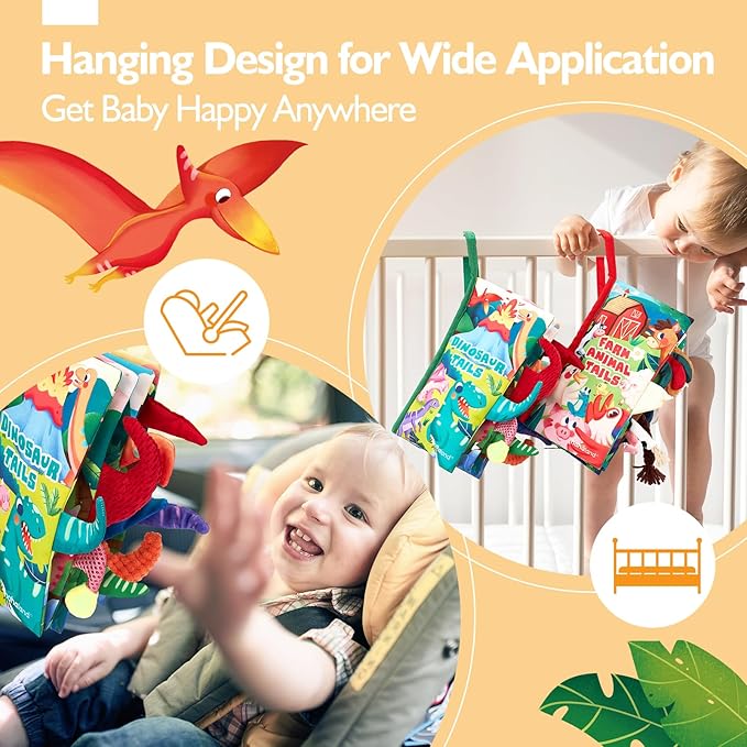 hahaland Baby Books 2PCS - Baby Toys 0-6 Months - Touch & Feel Tummy Time Sensory Soft Books for Babies 0-12 Months, Stroller Travel Toys