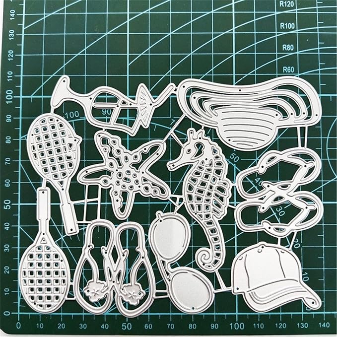 Cutting Dies Metal Stencils Scrapbooking Tools DIY Embossing Template for Paper Card Making Album Arts Crafts Supplies (Beach supplies-11x14cm)