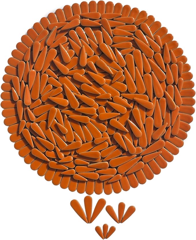 200g Petal Droplet Shaped Ceramic Mosaic Tiles for Crafts, Vibrant Colors, Ceramic Tiles for Mosaic Making Kits, DIY Arts and Crafts (Orange)