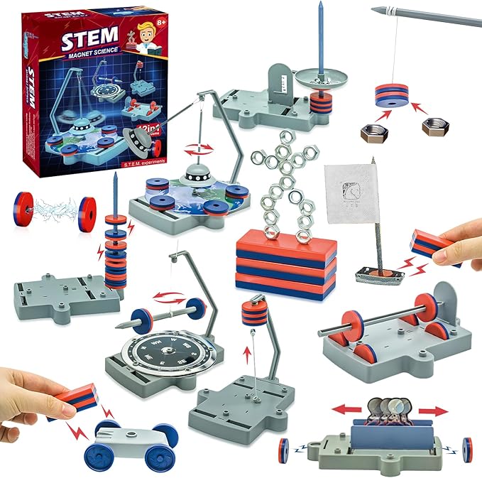 Magnetic Science Kit,Anti Gravity Magnetic Levitation Kit,12 in 1 Magnetic Science Magnetic Toys for Kids Ages 8-12 Magnets for Science Magnetic Physics Toys Educational Gift for Kids