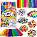 FUNZBO 1200pcs+ Arts & Crafts Supplies for Kids- Craft Kits with Pipe Cleaners, Pom Poms for Crafts, Popsicle Sticks for Craft, Craft for Kids Ages 4-8 Girls & Boys Birathday Gifts