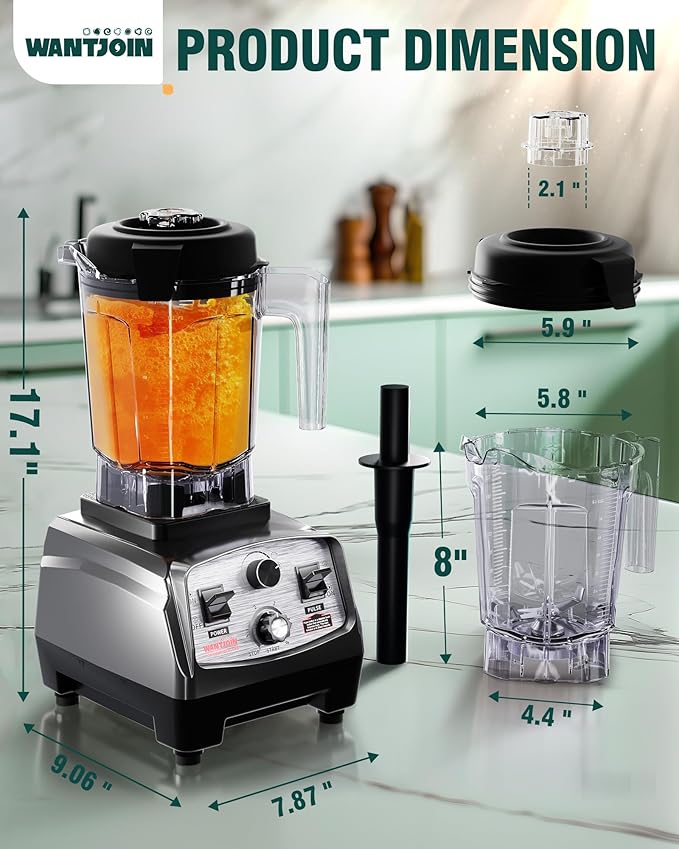 WantJoin Blender for Smoothies - 68oz Countertop Blender for Kitchen Professional Smoothie maker w/Powerful 1800W Copper Motor, 30000 RPM, 16 Speeds, Multi-Functional Smoothie for Home