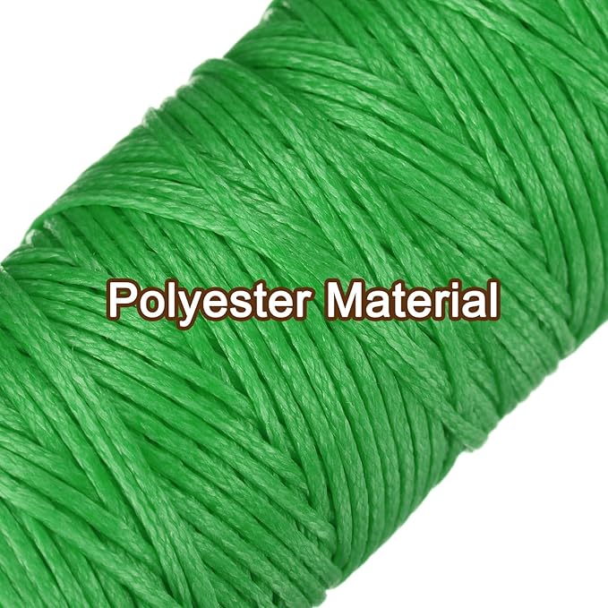 uxcell Leather Sewing Waxed Thread, 55 Yards / 50m 0.8mm 150D Flat Polyester All-Purpose Threads for Leather Crafts, Bookbinding, Green