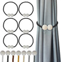 Hion Magnetic Curtain Tiebacks Black 6 Pack, Curtain Tiebacks Buckles Holdbacks Holders Hooks Clip for Home Bedroom Office Decorative Thick or Thin Curtain