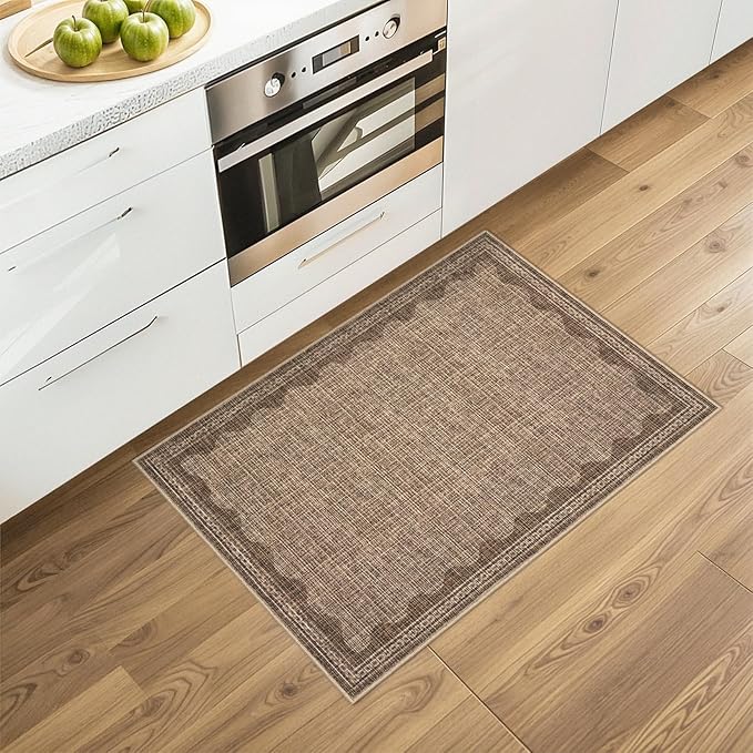 Scalloped Rug 2x3 Rugs for Entryway, Solid Coffee Rug Small Area Rug Non Slip Scalloped Bath Mat, Washable Rugs Door Mat Indoor Entrance,Soft Girls Nursery Dorm Carpet for Bedroom Kitchen