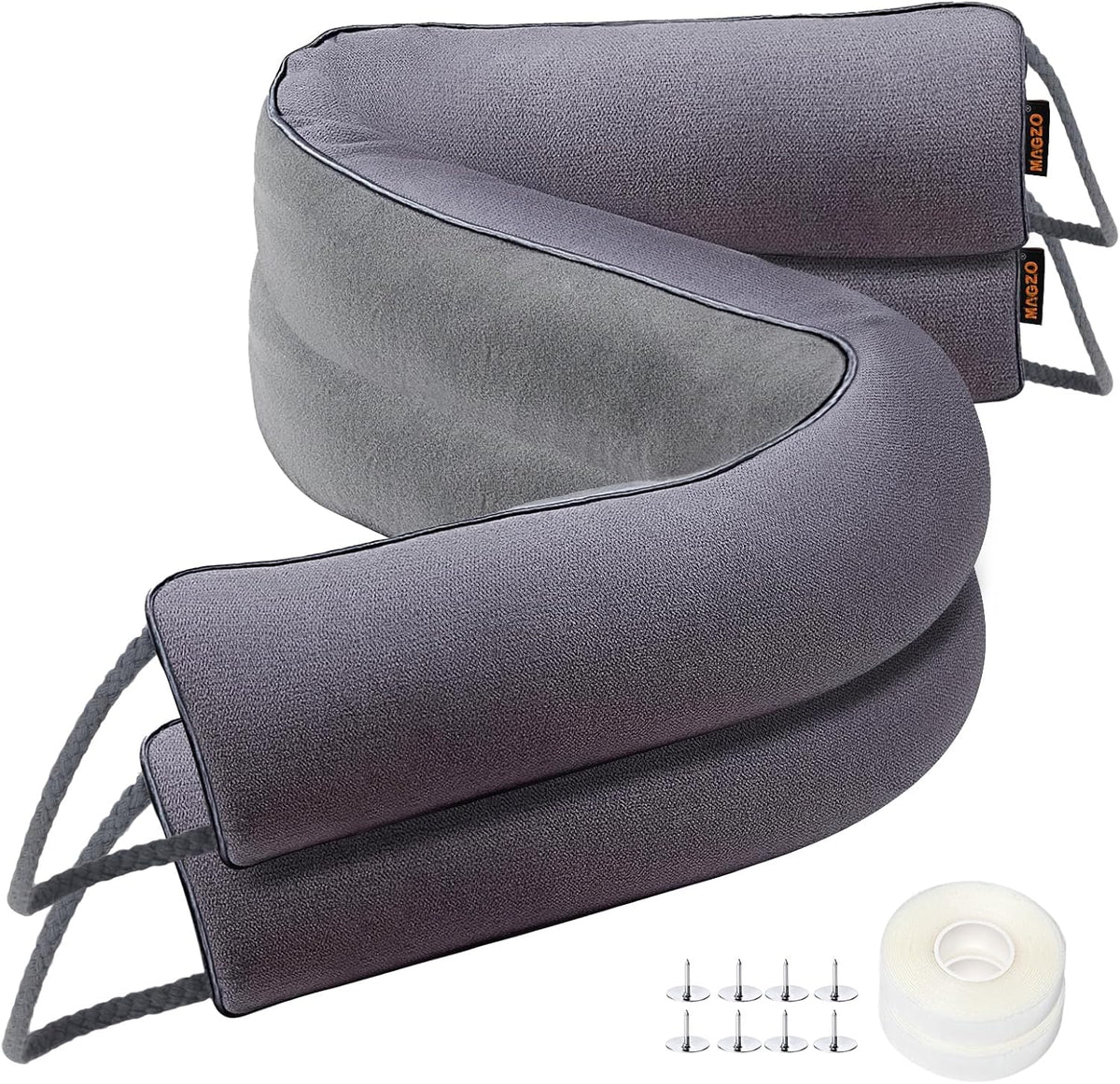 MAGZO Door Draft Stopper, 36 Inch x 2pcs Under Door Draft Blocker Noise Stopper, Weighted Wind Blocker Draft Guard for Bottom of Door, Gray