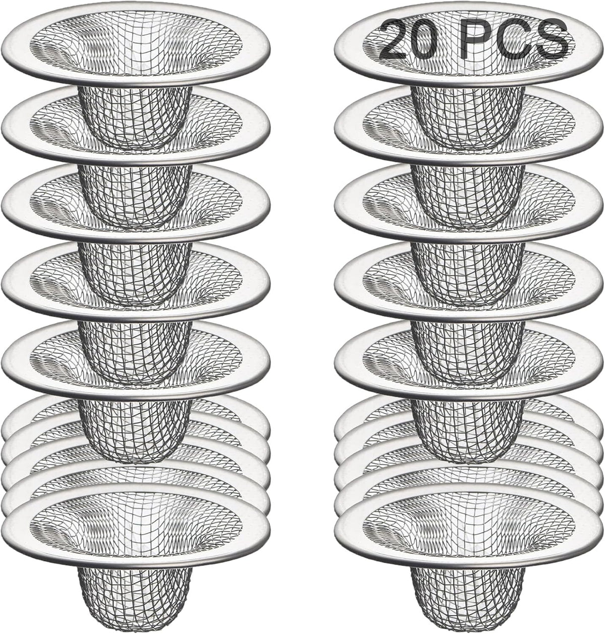 20Pcs Small Drain Mesh Basket, 2.125'' Bathroom Sink Drain Strainer Screen Mesh Sink Strainer Hair Catcher Drain Filter Cover for Bathtub Lavatory RV Laundry Shower Floor Utility Sink Drain