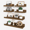 Axeman Picture Ledge Shelf, Floating Shelves for Wall Decor Storage Set of 6, 16 inch Floating Wall Mounted Shelves, Wall Shelves with Lip for Living Room, Bedroom, Nursery, Bathroom, Kitchen, Walnut