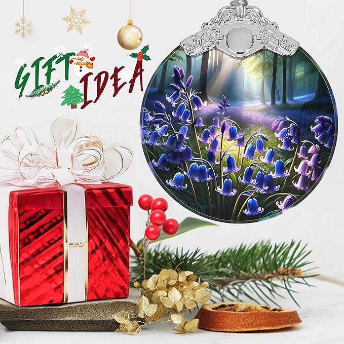 Bluebell Stained Glass Orament - Christmas Ornament - Christmas Decorations for Tree - Holiday Present ldeas - Gift Exchange