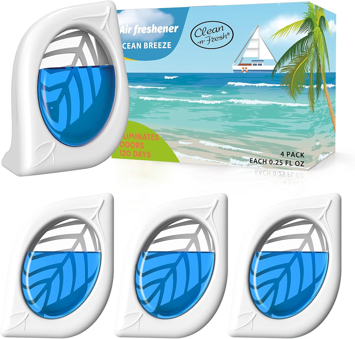 Air Deodorizer, 4 Pack, Ocean Scent, Odor Eliminator for Small Area Closets Bathroom Pets Strong Odor, Up to 120 Days