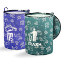 2 Pcs 30 Gallon Collapsible Trash Can Portable Waterproof Reusable with Zippered Lid for RV's, Camping, Recycling, Yard Waste, Leaf Bag, Children Toy Bin (Trash and Recycling)