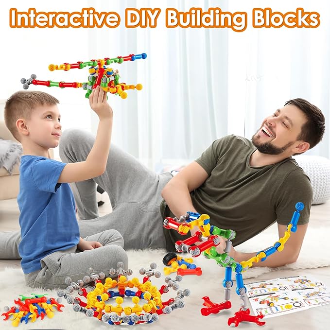 MOONTOY STEM Kits Building Toys for 3 4 5 6 7 8 Year Old Boy Girl Birthday Gift, Educational Building Blocks for Kids Ages 3-5 5-7 4-8 6-8, Preschool Engineering Set Creative Activities Classroom Game