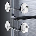 2 Pack Refrigerator Lock with Sticky Adhesive Pads, Child Proof Refrigerator/Fridge/Freezer Door Lock for Toddlers and Kids, Baby Safety Locks for RV Refrigerator, Cabinets and Drawers, Oven (Patent)
