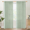 YoungsTex Sage Green Curtains 80 Inch Length for Living Room, Semi Sheer Linen Drapes Light Filtering with Back Tab Rod Pocket for Bedroom Office Spring Window Treatments, 52 X 80 Inch, 2 Panels