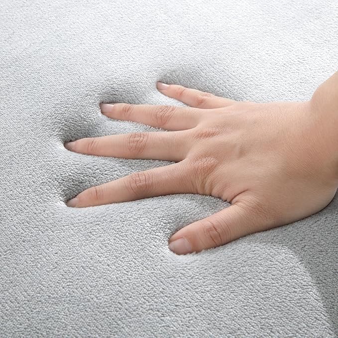 BALAPET Thick Memory Foam 47x47 Play Mat for Playpen, Super Soft Velvet Portable Baby Playpen Mat for Kids Toddler Crawling and Play, Non-Slip Bottom Playmat, Grey