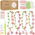 WaldyWop Crochet Kit for Beginners: 4 Flower Bracelets Knitting Kits for Adults Women w/Easy Yarn & Step-by-Step Video Tutorials - Wobbles Crochet Starter Kit for Kids Girls, Birthday Gift for Mom Kid