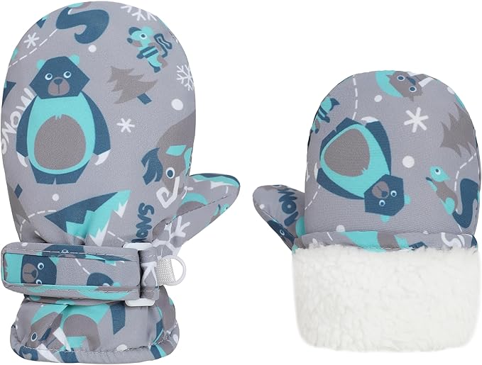 Toddler Gloves Kids Mittens Winter Warm Lined Fleece Gloves Waterproof Snow Baby Mitten for Boys Girls