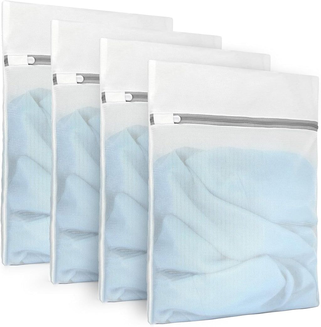 Muchfun 4Pcs Durable Fine Mesh Laundry Bags for Delicates 12 x 16 Inches (4, Medium)