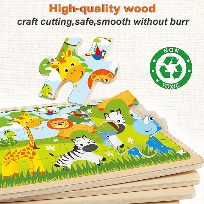 Puzzles for Kids Ages 4-6, Set of 4 Packs with 24-Piece,Preschool Educational Brain Teaser Toys for Boys and Girls 3-8 Years Old