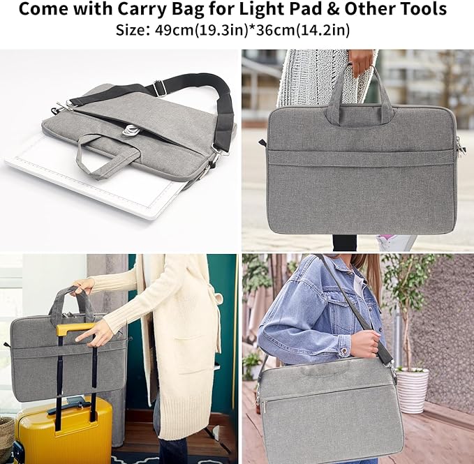 TOHETO A3 Light Board with Bag for Diamond Painting, Super Bright Magnetic Light Pad with Side Buttons, Lightbox for Tracing and Drawing, Corded Light Table for Sketching, Weeding Vinyl (White)
