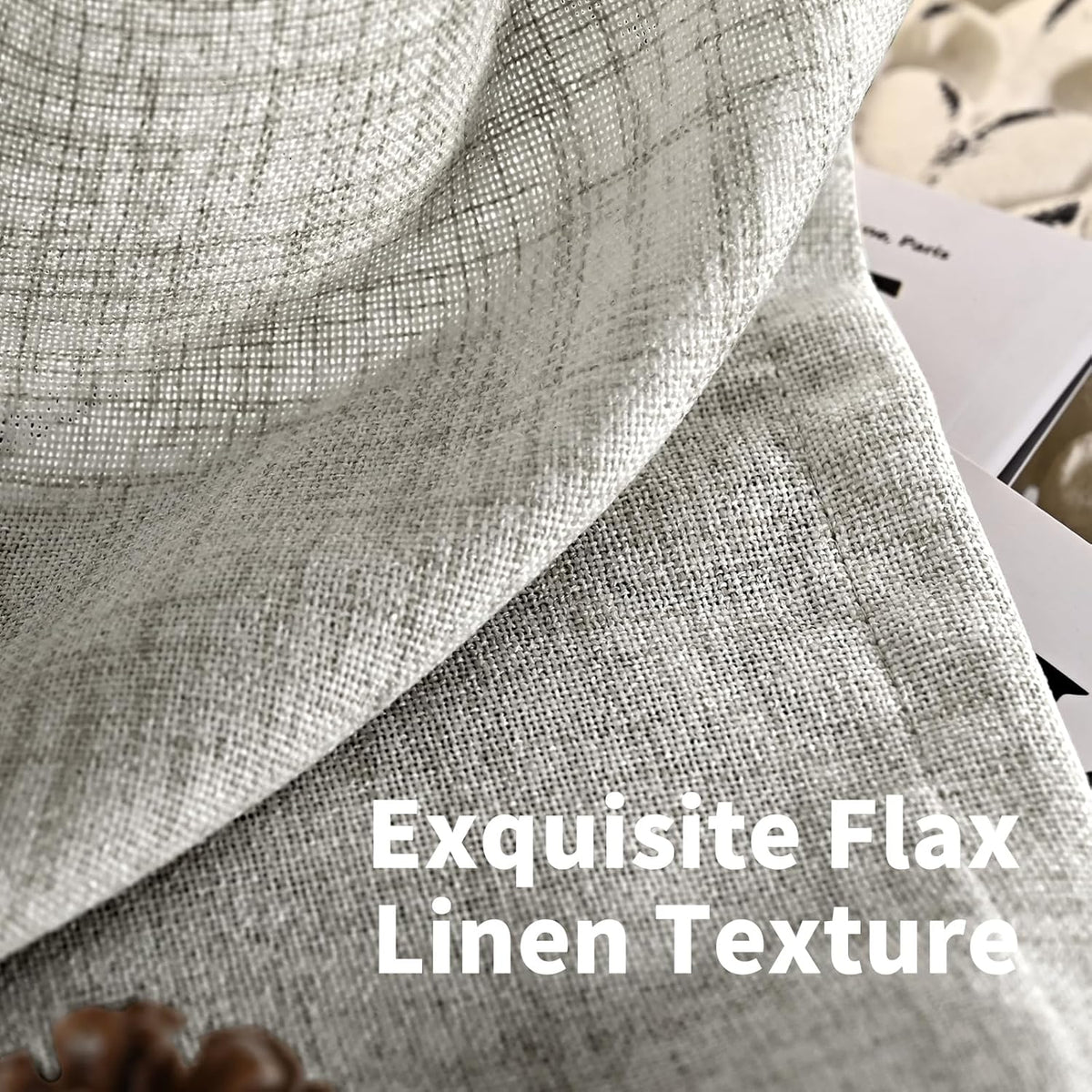 YoungsTex Dark Grey Linen Curtains 78 Inch Length for Living Room, Light Filtering Semi Sheer Window Drapes Rod Pocket Back Tab Curtain for Bedroom Office Farmhouse Country, 2 Panels, 52 X 78 Inch