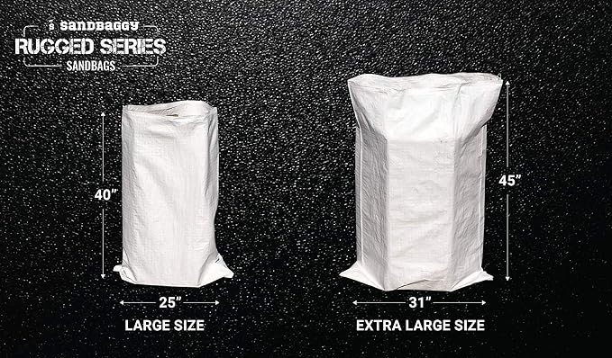 Sandbaggy Large Sandbags - Size: 31" x 45" - Thick Heavy Duty Contractor Bags, Heavy Duty Garbage Bags, Dumpster Bag, Construction Trash Bags, Contractor Bags 6 mil (500)