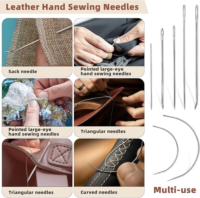 Ftyiwu Waxed Thread, Upholstery Needle and Thread 32 Yards with 7PCS Hand Sewing Needles for Home Upholstery Carpet Canvas Repair Leather Sewing (Medium Brown)
