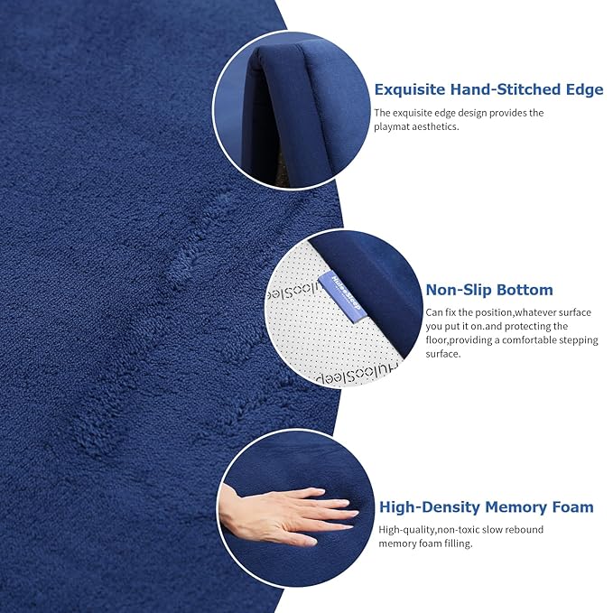 Baby Play Mat for Floor,1.3" Thick Memory foam Tummy Time Mat for Toddlers,Infants,kids,Water-Repellent Soft Nursery Rug ,79"×79" Extra Large Non Slip for Crawling&Yoga,Tatami Style for Living Room(Royal Blue)