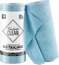 Fantasticlean XL Tear-Away Microfiber Cleaning Cloth Roll, 16'' by 16''- 36 Sheets, Thick & Large Detailing Towels, Ultra Absorbent, Lint-Free Reusable Wipes for Home, Car or Outdoor (Glossy Blue)