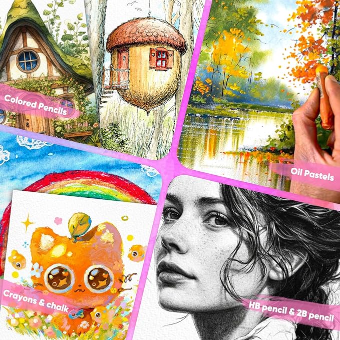 Watercolor Paper, 250 Sheets Water Color Paper Bulk, Art Supplies for Kids Adults, 9"x12" Artist Sketch Easel Painting Drawing Paper, Valentines Day Easter Basket Stuffers, Teacher & School Supplies