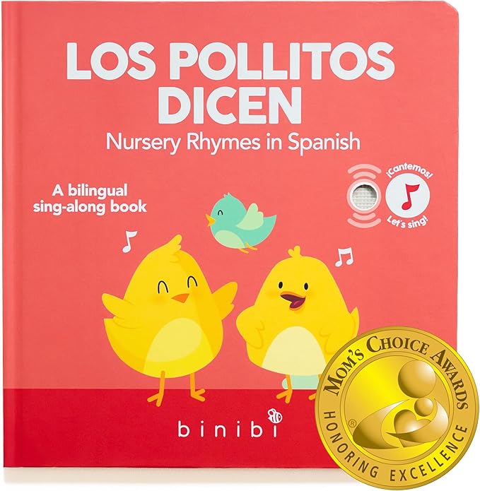 Binibi Spanish Musical Book for Babies & Toddlers 1-3 Los Pollitos Dicen & Other Nursery Rhymes | Spanish Learning for Kids | Bilingual Children's Book | Sound Book | Libro en español para bebés