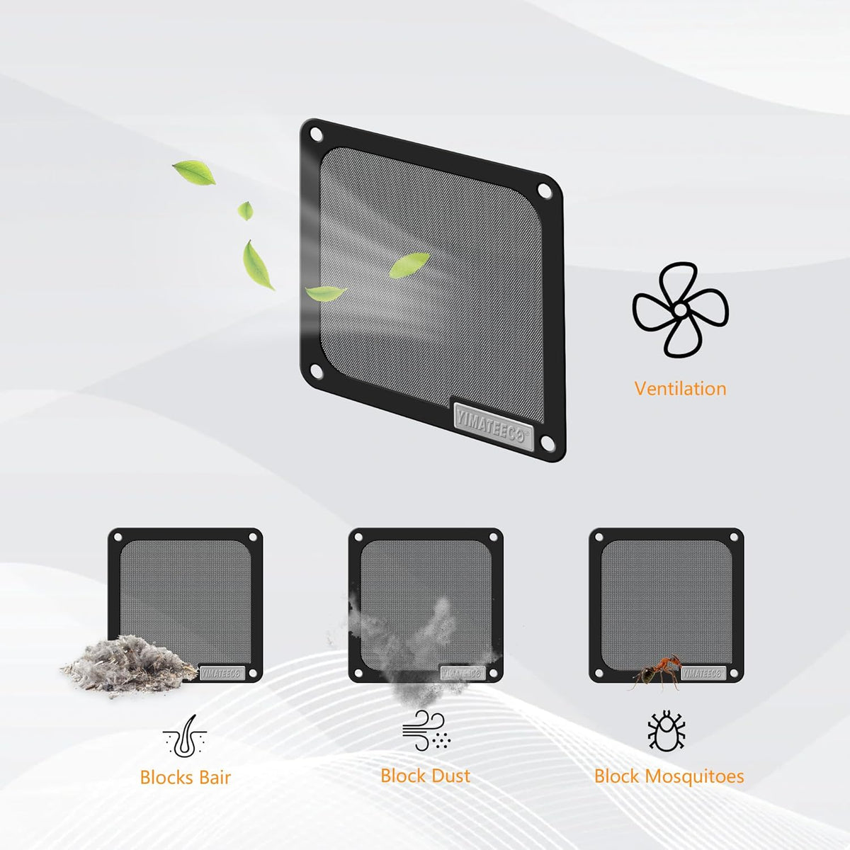 140mm PC Dust Filter for Computer Cooler Fan/PSU/Routers PVC 50 Mesh, Magnetic Dust Mesh Computer Fan Filter Grills with Screws Dustproof Case Cover (PVC V4.0, 140 * 140mm, 5pcs, Black)