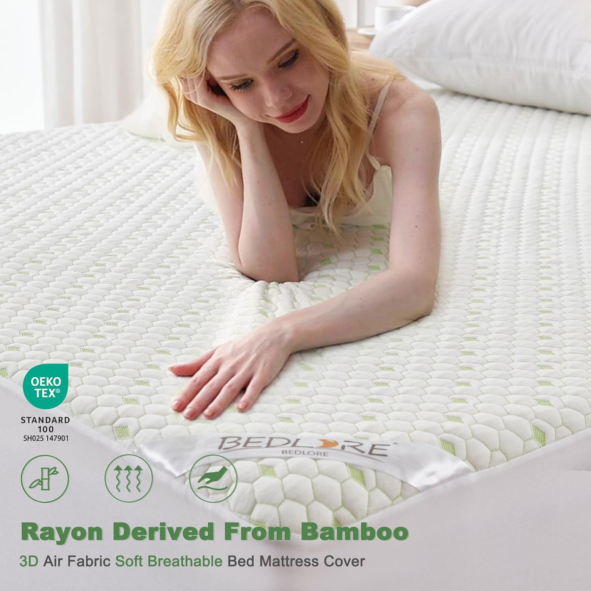 Waterproof Mattress Protector, Full Size Mattress Pad Fitted 6-15" Deep Pocket, 3D Air Fabric Double Bed Mattress Cover Noiseless Washable for College Dorm