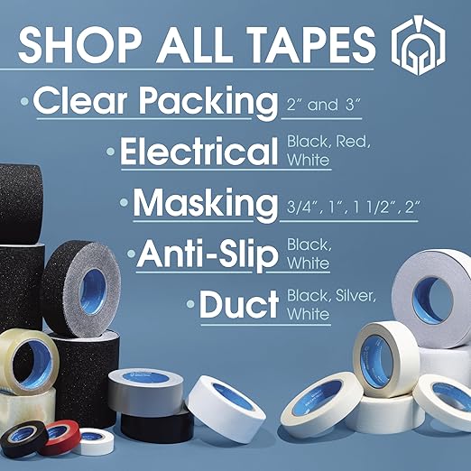 SPARTAN INDUSTRIAL - 1.5" X 60 yd Masking Tape for Construction, Painting, Crafts, and More - 12 Rolls of Removable Tape, 5.5 Mil