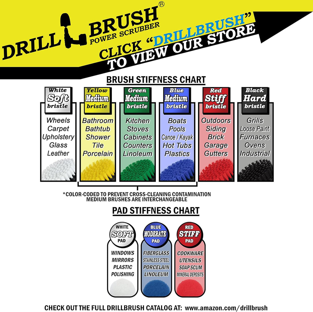 Drill Brush Power Scrubber by Useful Products - Carpet Cleaner - Car Cleaning Kit - Car Wash Kit - Glass, Glass Cooktop, Upholstery Cleaner - Upholstery Brush For Auto Detailing - Pet Hair Remover Set