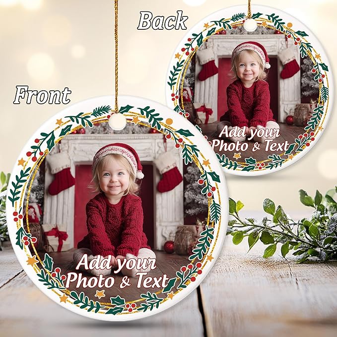 Personalized Baby Christmas Ornament 2025 - Custom New Baby Photo Ornaments - Sweet Gift for New Parents, Mom, Dad - Christmas, Birthday Gift for Babies, Boy, Girls, Family, Grandparents
