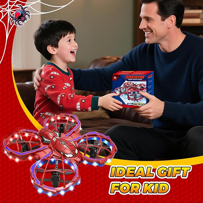 Spider Drone for Kids, Jomzuci RC Mini Drone with 360°Flip, Hover Indoor Drones for Kids 8-12 with 2 Batteries, Headless Mode, 3 Speed Mode, Quadcopter Outdoor Toys Gifts for 8-12 Year Old Boys Girls
