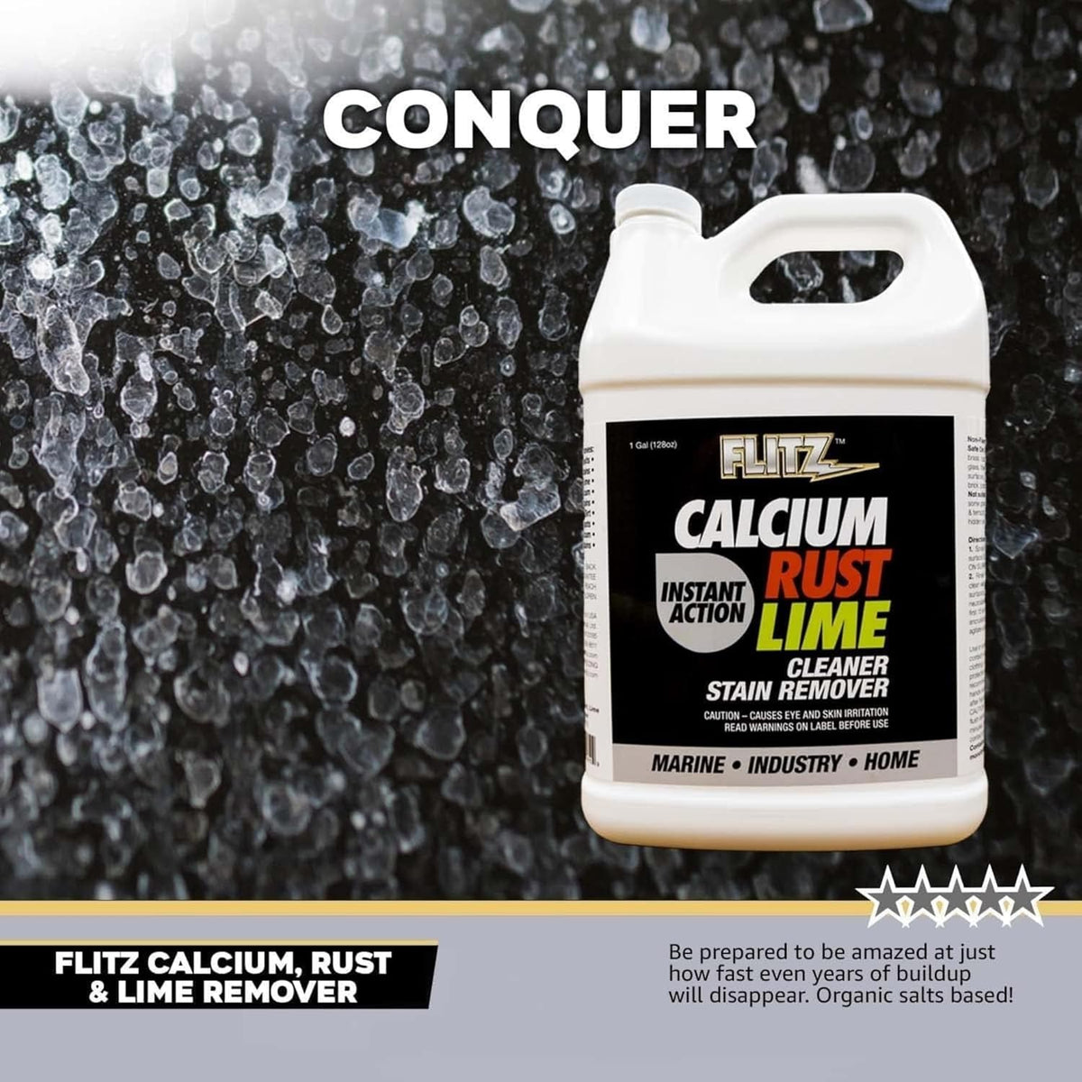 Flitz Calcium, Rust, & Lime Remover - 1 Gallon Bottle of USA-Made Limescale Remover for Toilets, Showers, and More - Powerful Spray that Instantly Eliminates Tarnish, Grease, and Other Grime (1 Pack)