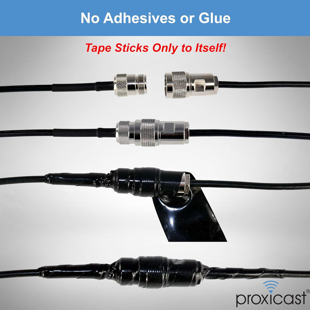 Proxicast Pro-Grade Extra Strong 30mil Weatherproof Self-Fusing Silicone Rubber Sealing Tape For Outdoor Antenna Coax & Electrical Cables, Hose/Pipe Leaks & Emergency Repairs (1.5" x 15' roll) - Black